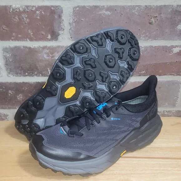 New Mens HOKA Speedgoat 5 GTX Gore-Tex Spike Trail Shoes Black Grey Sz 9 - Picture 5 of 5